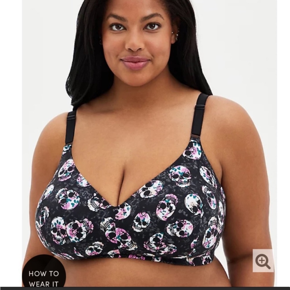TORRID Floral Skull Wirefree 360 Smoothing Bra